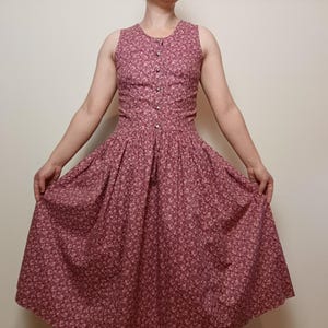 Vintage 70s cotton floral print dress/ Laura Ashley style dress/ Vtg sundress with puffy skirt