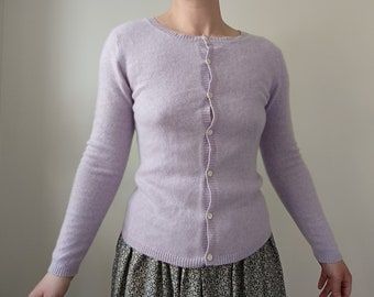 90s Vintage Cashmere lilac cardigan / Pure cashmere cardigan small size /