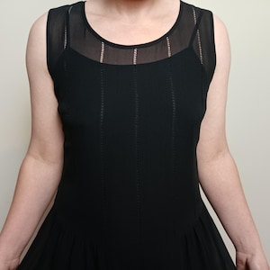 Vintage 90s Laura Ashley black sheer silk maxi dress / Vintage silk chiffon evening dress M-L