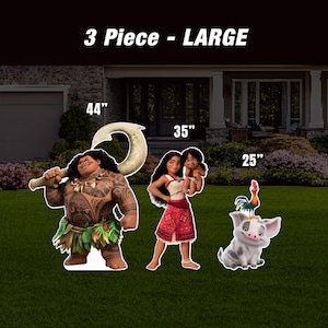 Découpes de fête d'anniversaire Moana, décorations, centres de table, enseignes de pelouse, carte de jardin, enseigne de jardin, décoration de table