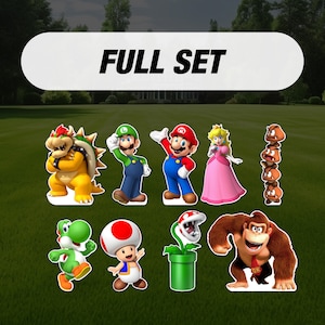 Décorations, décorations, centres de table, enseignes pour pelouse, carte de jardin, enseigne de jardin, décoration de table sur le thème de Mario Luigi
