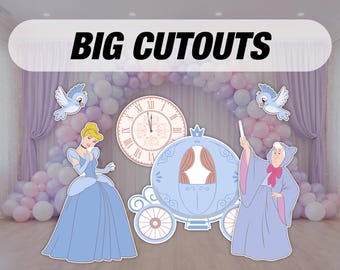 Cinderella Cutout Decorations, cars cutouts, centerpieces, Standee, birthday party prop, yard sign, lawn sign