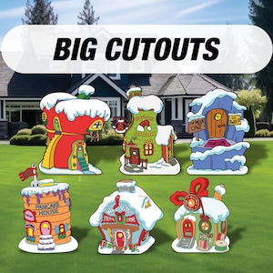 Christmas House Cutout Decorations, Christmas cutouts, centerpieces, Standee, Ville Christmas decor, yard sign, lawn sign, Who Christmas