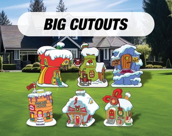 Christmas House Cutout Decorations, Christmas cutouts, centerpieces, Standee, Ville Christmas decor, yard sign, lawn sign, Who Christmas