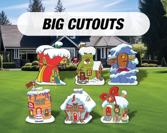 Christmas House Cutout Decorations, Christmas cutouts, centerpieces, Standee, Ville Christmas decor, yard sign, lawn sign, Who Christmas