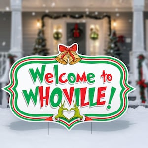 Whoville Sign Cutout Decorations, Whoville cutouts, centerpieces, Standee, Christmas decor, yard sign, lawn sign, Grinch Christmas, Xmas AD
