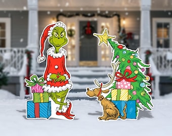 Xmas Presents Cutout Decorations, centerpieces, Christmas Presents, Christmas Tree, yard sign, lawn sign, Grinchmas Christmas, Xmas AD