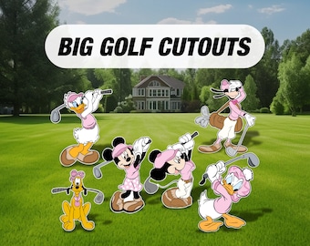 Pink Mickey mouse golf themed golf party cutouts, decorations, centerpieces, lawn signs, yard card, yard sign, table topper, Minnie Mouse