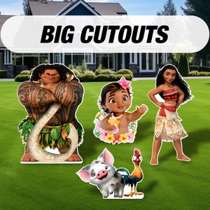 Découpes de fête d'anniversaire Moana, décorations, centres de table, enseignes de pelouse, carte de jardin, enseigne de jardin, décoration de table
