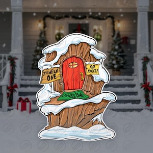 Christmas House Cutout Decorations, centerpieces, Standee, Who Christmas decor, yard sign, lawn sign, Grinchmas Christmas, Xmas AD