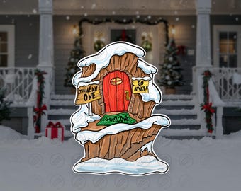 Christmas House Cutout Decorations, centerpieces, Standee, Who Christmas decor, yard sign, lawn sign, Grinchmas Christmas, Xmas AD