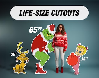 Huge Grinch Stealing Christmas  Cutout Decorations, centerpieces, Christmas Presents, yard sign, lawn sign, Grinchmas, Xmas AD