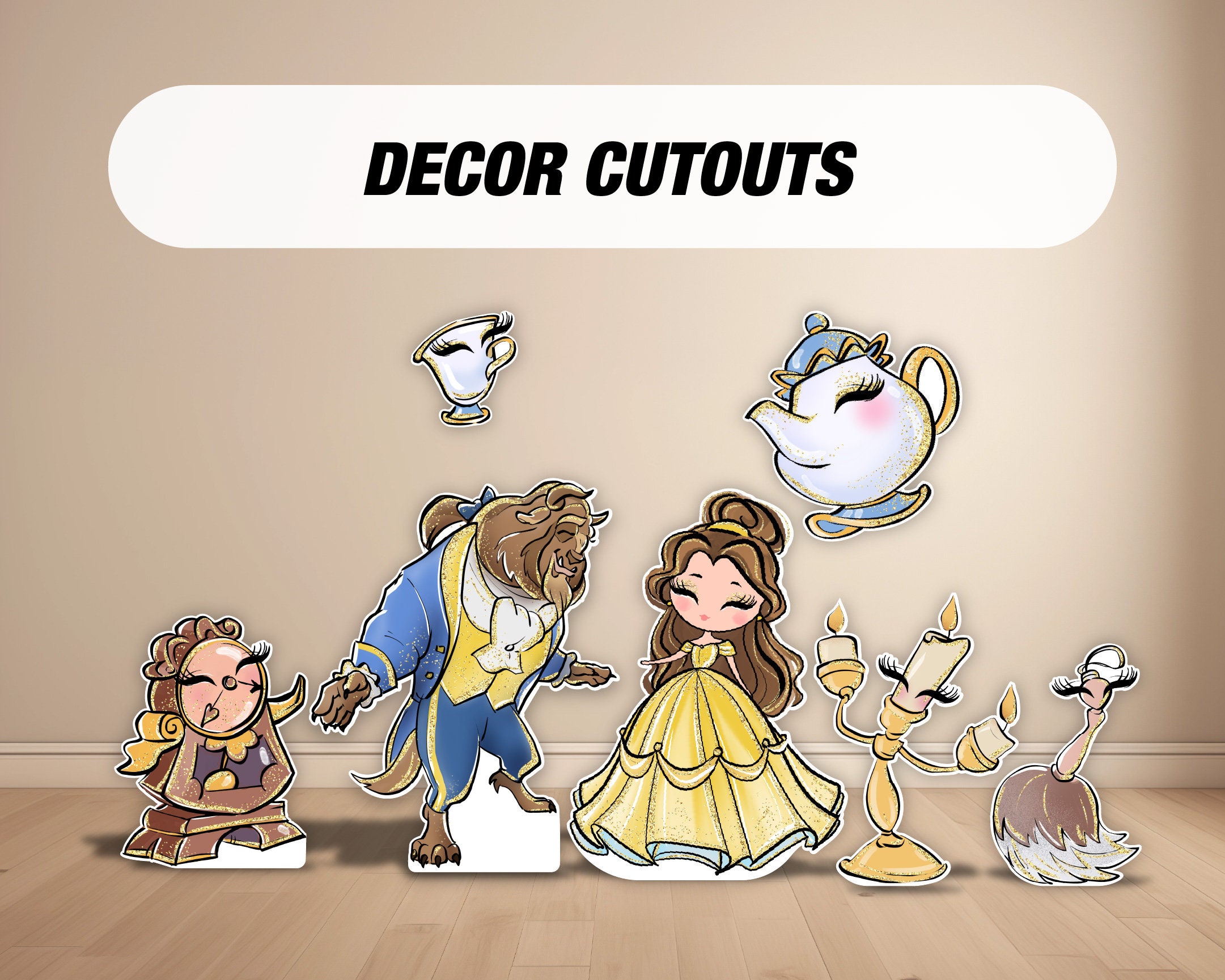 Beauty and the Beast Cutouts Themed Birthday Party Cutouts