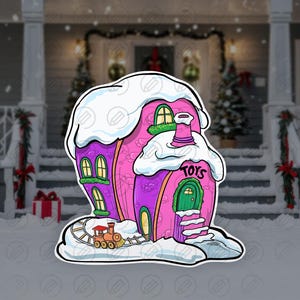 Christmas House Cutout Decorations, centerpieces, Standee, Christmas decor, yard sign, lawn sign, Grinchmas Christmas, Xmas AD