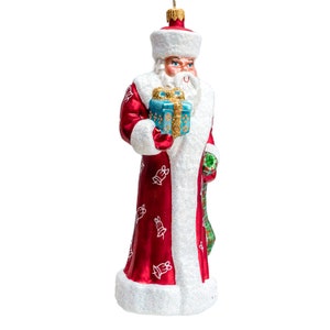 Ded Moroz Glass Ornament – Hand-Painted Christmas Decoration – Slavic Holiday Gift