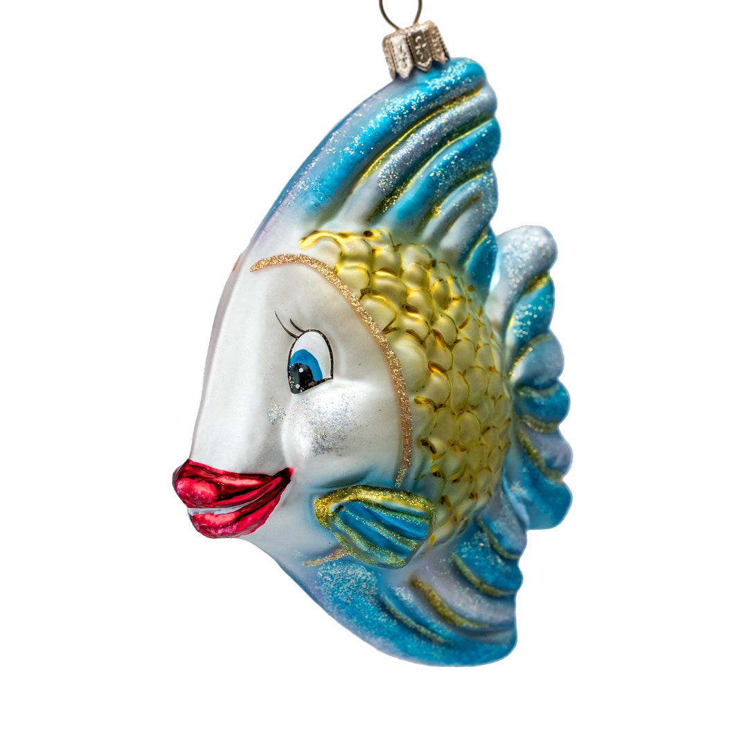Blue Fish Glass Ornament – Hand-painted Christmas Decoration – Ocean ...