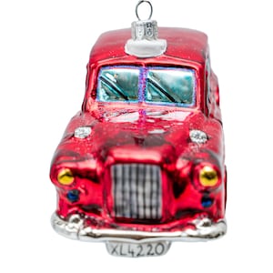 Taxi czerwone, szklana bombka choinkowa