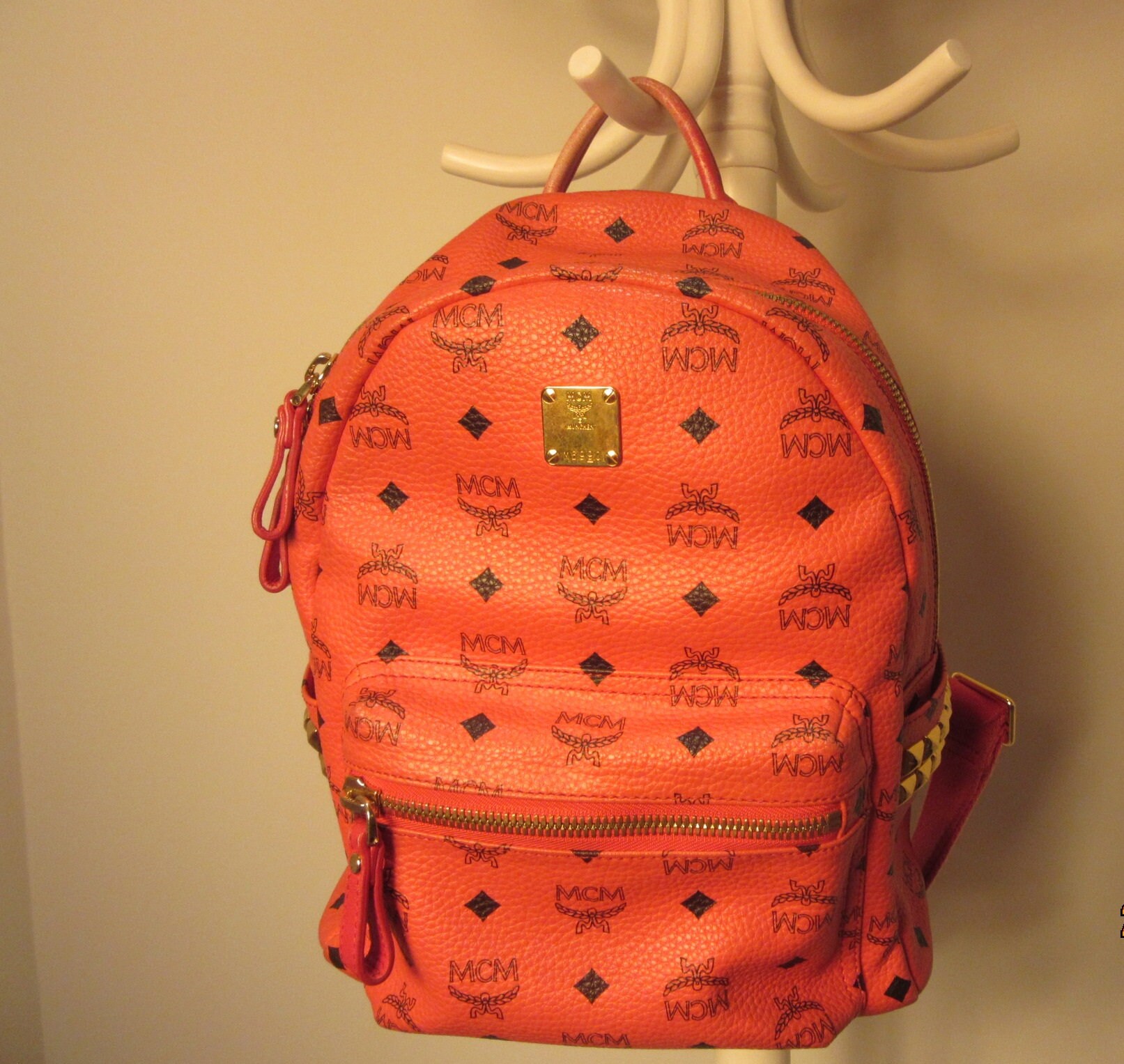 MCM Coral Backpack with Stud Details MCM Mini Duchess Polke Studs Calfskin Leather Backpack main image 2