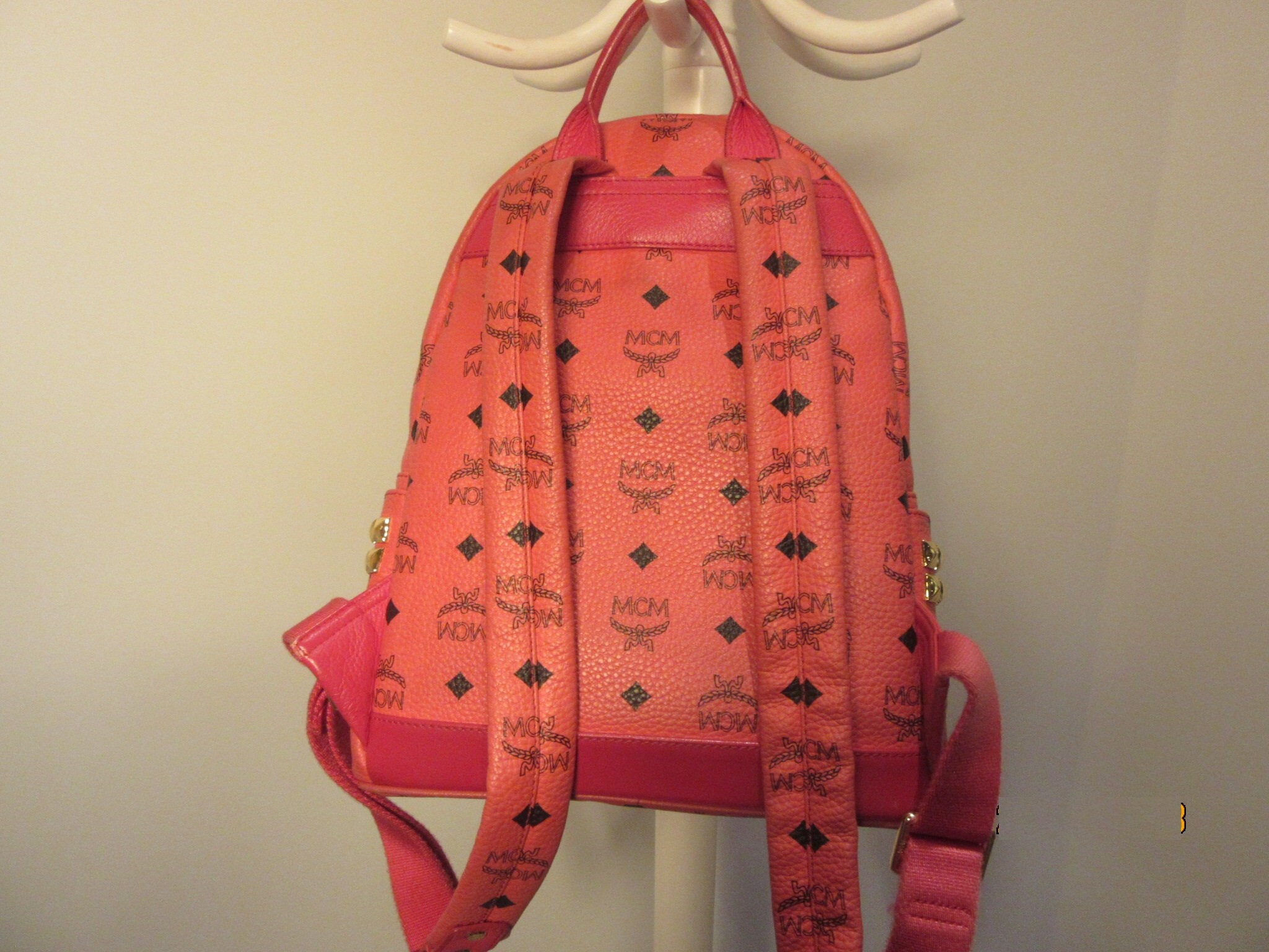 MCM Coral Studded Backpack MCM Visetos Studded Medium Stark M Backpack Red 462349  main image 2