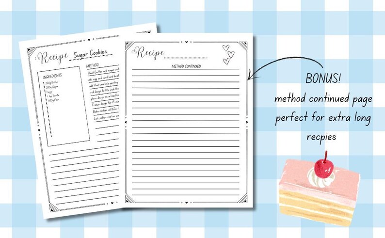 PRINTABLE Recipe Page Template, Recipe Card, Blank Recipe Sheet to ...