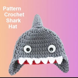 Crochet shark hat pattern, Shark hat crochet tutorial, how to crochet a shark hat, pattern of a shark hat for a child, simple hat pattern