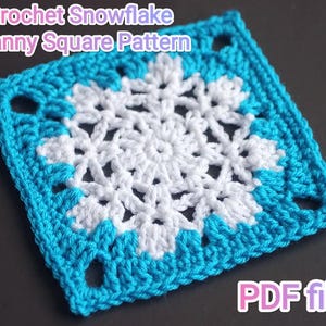 Crochet Snowflake Granny Square Pattern, easy crochet snowflake, crochet snowflake motif, New Year crochet motif, crochet granny square