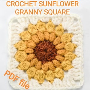 Crochet sunburst granny square, crochet sunflower granny square tutorial, crochet flower granny square pattern, easy granny square pattern