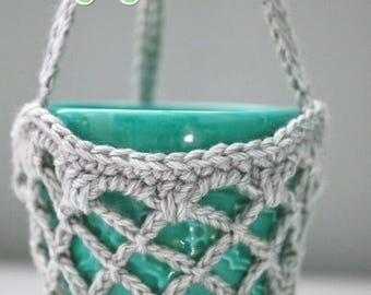 Easy Crochet Flower Pot Hanging Basket Pattern, Stylish and Functional Plant Holder, Flower basket, home decor, crochet basket pattern