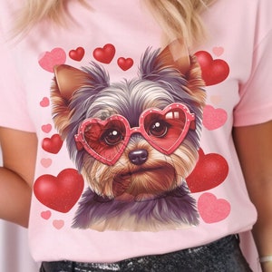 Design gráfico de cachorro Yorkie Valentine - Download digital fofo com tema de amor para artesanato e presentes