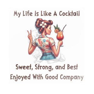 Barwagen Kunst Sarcasme Rockabilly Zomer Cocktail Drankje Coquette Girl Grafisch, PNG