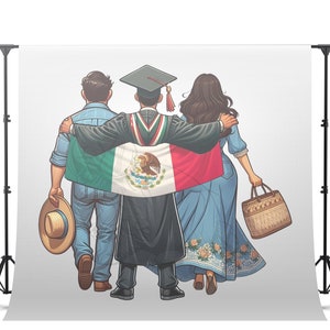 Graduation Boy with parents Clipart Graduation Clipart High School College Senior Clipart with Flag SPECIAL REQUEST - MEXICO
