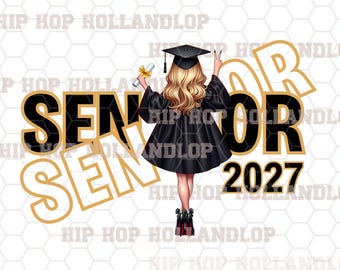 Senior 2027 Graduation PNG, Class Squad T-Shirt Design (Digital Download)