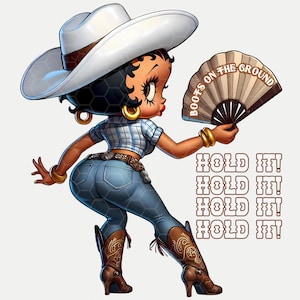 Bottes sur le terrain Western Cowgirl Graphisme Country Girl afro-américaine Rodeo Trail Ride Cowgirl du sud de l'ouest Chemise imprimée