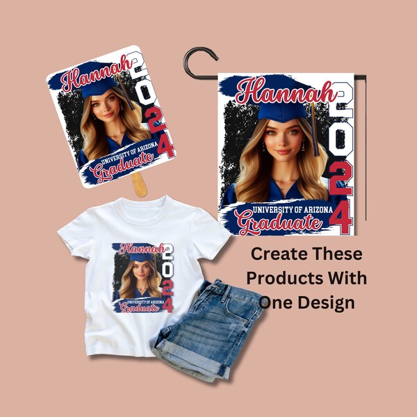 CUSTOM Graduate 2024 T-shirt Garden Flag Wall Art Graduation Design Photo Made To Order - I Do The Design For You within 24--48hr or Sooner