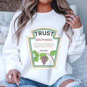 Vertrauen Sie Gottes Versprechen PNG - Vintage Ketchup-Etikettendesign - Johannes 15: 5 Bibelvers - Christliche Sublimation, Aufkleber, T-Shirt, Becher