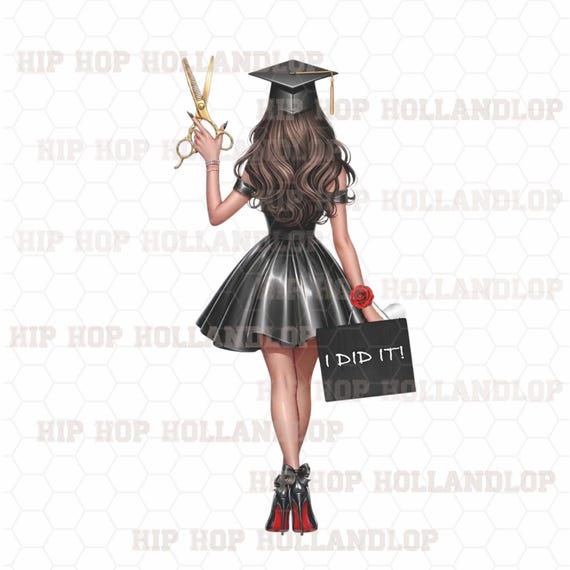 Cosmetology Graduation Girl Clipart, Fashion Art (PNG Digital Download)