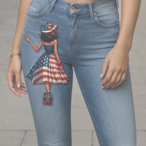 America Stelle e Strisce All American Girl PNG Rosso Bianco e Blu USA Afro-Americano Indipendenza Bandiera Americana