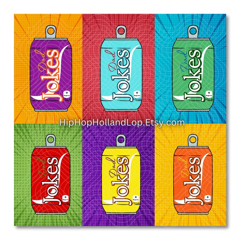 DAD JOKES Clip Art Dad Jokes Drink Can Pop Art PNG Soda Puns Art Print