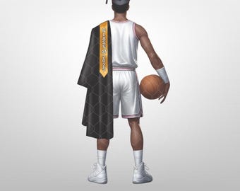 Graduation Boy Basketball Clipart Graduation African-American High School College Senior PNG Basketball Grad gift