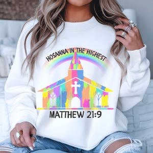 Chiesa PNG Osanna nell'alto dei cieli Matteo 21:9 Cristiano Pasqua Religioso Sublimazione Grafica per T-shirt, Cuscini, Biglietti, Tazze e altro