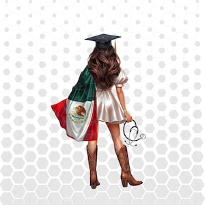 Graduation Cowgirl Clipart Graduation Clipart High School College Senior Clipart with Flag SPECIAL REQUEST - MEXICO