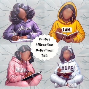 Black Girl Affirmation Blessed I Am Dream and Hope Female Self Love png Graphic design for T-shirts, Stickers, Digital Print Wall Art
