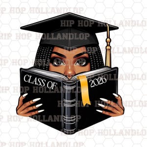 Examen 2026 Flätor Clipart Svart Amerikansk Afrikansk Brittisk Karibisk Gymnasium Högskola Avgångsstudent Tårtpyssel T-shirtdekor PNG Grafisk Konst