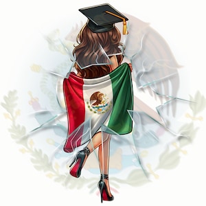 Graduation Girl Clipart Graduation Clipart High School College Senior Clipart with Flag SPECIAL REQUEST - MEXICO
