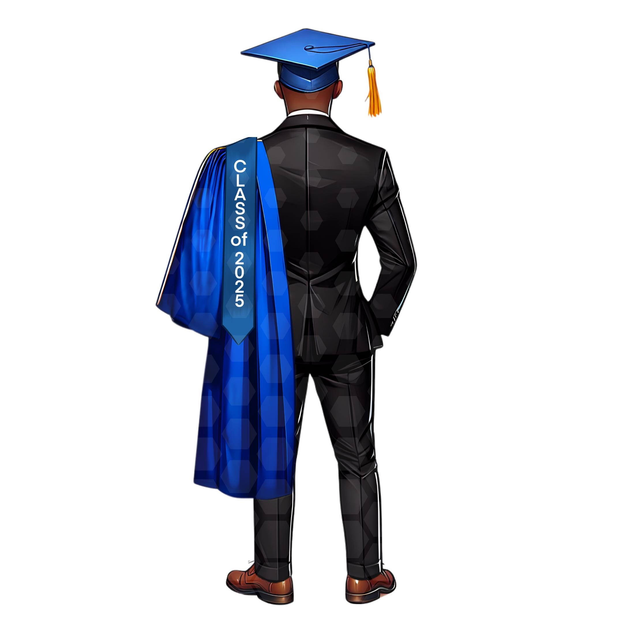 Graduation Guy Digital Art | Black Suit Graduate Clipart | Class of 2025 PNG | Senior Graduation Download | Male Graduate Illustration