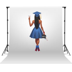 Graduation Girl Clipart Graduation Clipart High School College Senior Clipart Fashion Students Graduation Blue Dress with Braids