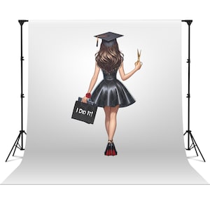 Graduation Girl Clipart - Hairstylist Kosmetik PNG Beauty School Graduate Digitale Kunst für T-shirt, Grußkarten, Kuchendeckel und mehr