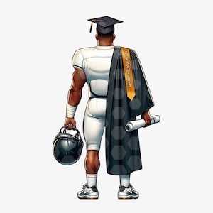 Clipart de fútbol de niño graduado, graduación de secundaria, universidad, último año de secundaria, PNG, regalo de fútbol de graduación