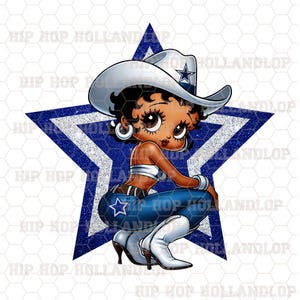 Design de cowgirl para fãs de futebol, azul, prata, branco, gráfico esportivo ousado para afro-americanas | Estilo de dia de jogo, garota negra, mágica