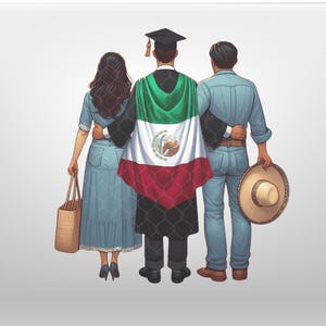 Graduation Boy with parents Clipart Graduation Clipart High School College Senior Clipart with Flag SPECIAL REQUEST - MEXICO